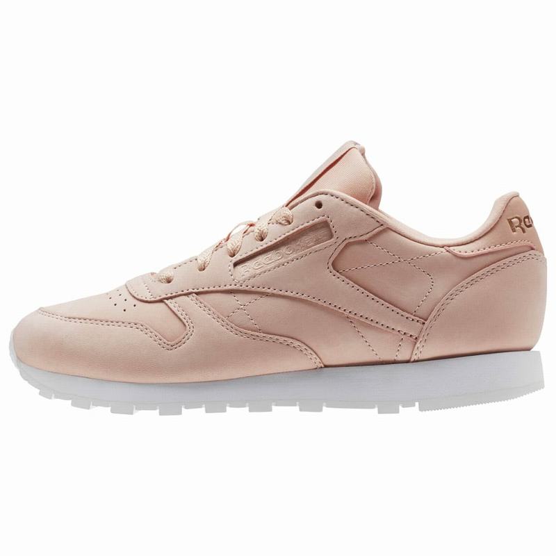 Reebok Classic Leather Nude Nubuck Tenisky Damske - Ruzove/Biele IG1356DK